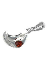 Срібний кулон з бурштином «Кораблик»