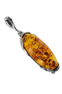 Серебряный кулон с камнем янтаря «Матиола»