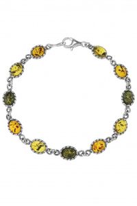 Срібний браслет з різнобарвним бурштином «Дарлін»