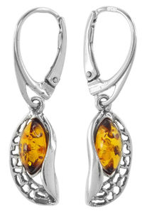 Серьги с янтарем и серебром «Лара»