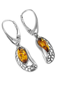 Серьги с янтарем и серебром «Лара»