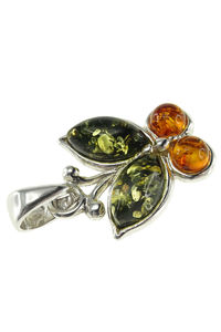 Срібний кулон з бурштином «Метелик»