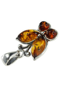 Срібний кулон з бурштином «Метелик»