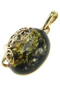 Кулон з каменю бурштину в срібній оправі «Метелик»