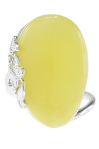 Перстень зі срібла з бурштином «Політ метеликів»