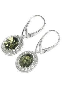 Серьги с янтарем в серебряной оправе «Орнамент»