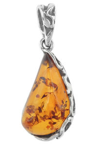 Срібний кулон з каменем бурштину «Амелія»