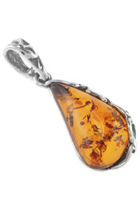 Срібний кулон з каменем бурштину «Амелія»