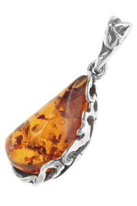Срібний кулон з каменем бурштину «Амелія»