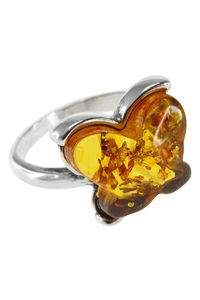 Перстень зі срібла і бурштину «Метелик»