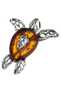 Кулон з бурштином і сріблом «Черепаха»