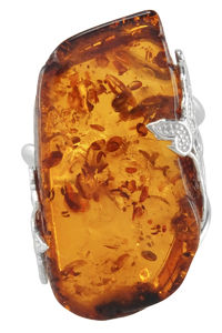 Перстень з бурштином «Політ метеликів»