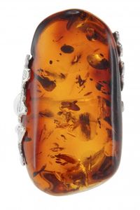 Перстень з бурштином і сріблом «Політ метеликів»