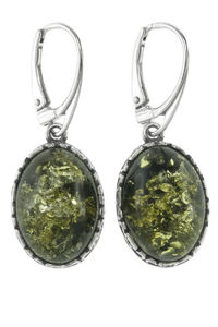 Сережки з бурштином в сріблі «Керол»