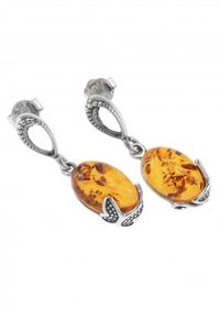 Сережки-пусети з бурштином «Політ метеликів»