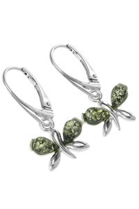 Сережки з бурштином і сріблом «Метелики»