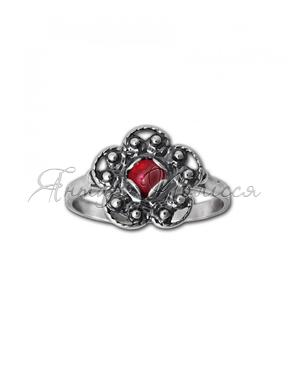 Кольцо из черненого серебра «Цветок»