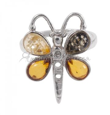 Кольцо с янтарными вставками «Бабочка»