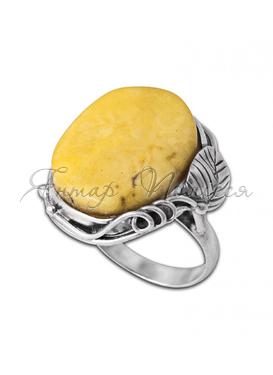 Кольцо с камнем желтого янтаря