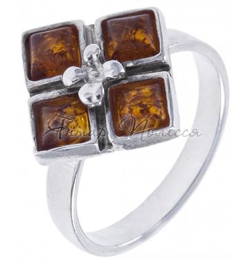 Фигурное кольцо из янтаря в серебре