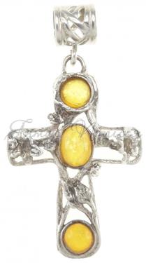 Серебряный крестик с камешками