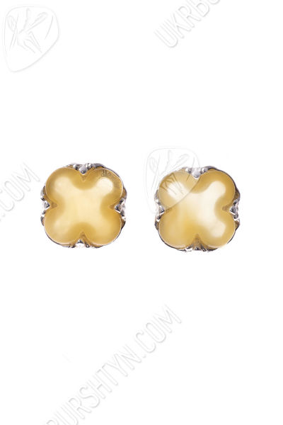 Серьги серебряные «Четырехлистный клевер»