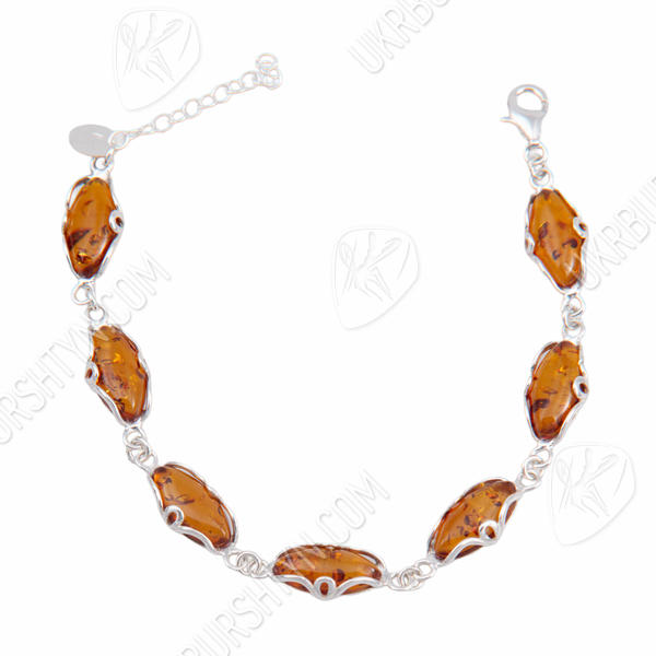 Браслет срібний з бурштином "Вілена"