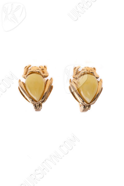 Сережки срібні з позолотою «Жабки»