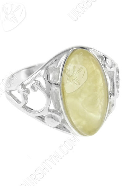 Перстень зі срібла зі світлим бурштином «Парадіз»