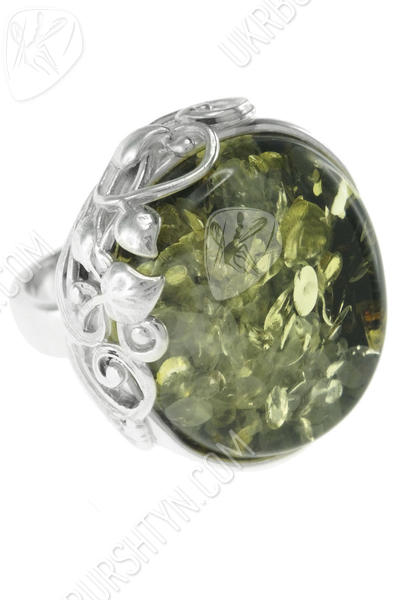 Срібний перстень з каменем бурштину «Еліра»