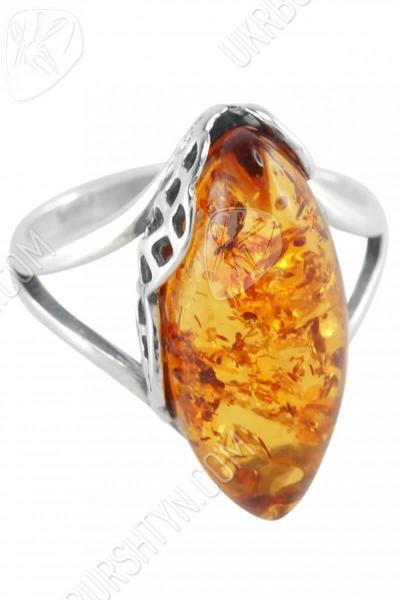 Срібний перстень з каменем бурштину «Заріна»
