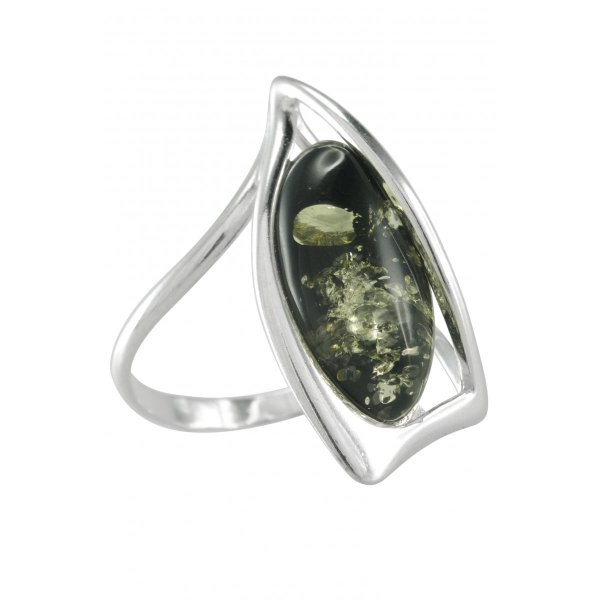 Срібний перстень з бурштиновим каменем «Мія»
