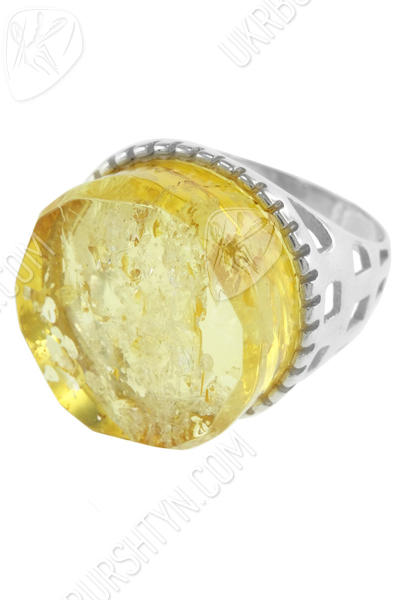 Серебряное кольцо со светлым янтарем «Аврора»
