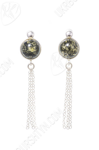 Серебряные серьги с янтарем «Жизель»