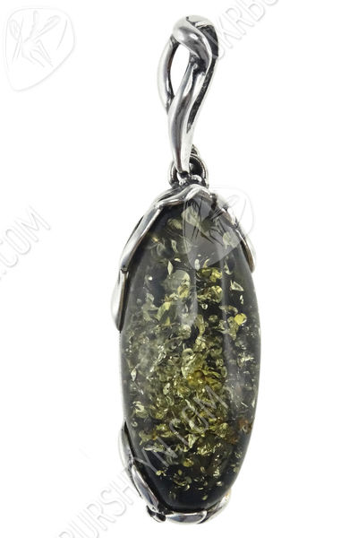 Серебряный кулон с камнем янтаря «Матиола»