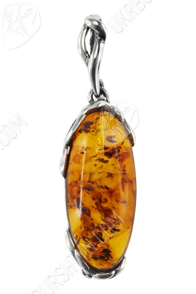 Серебряный кулон с камнем янтаря «Матиола»