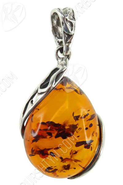 Кулон из серебра с янтарем «Весна»