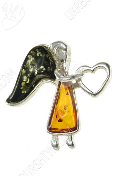 Срібний кулон «Ангел з сердечком»