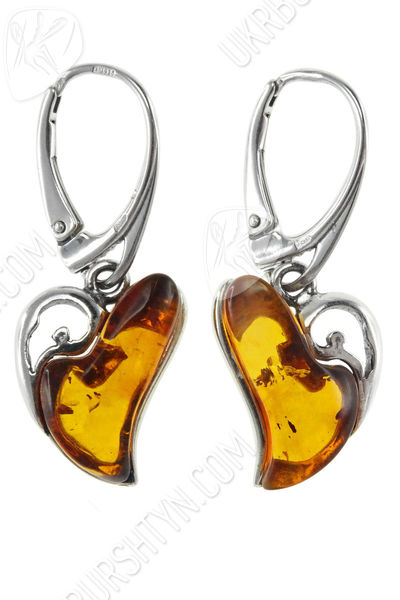 Сережки з бурштином і сріблом «Леона»