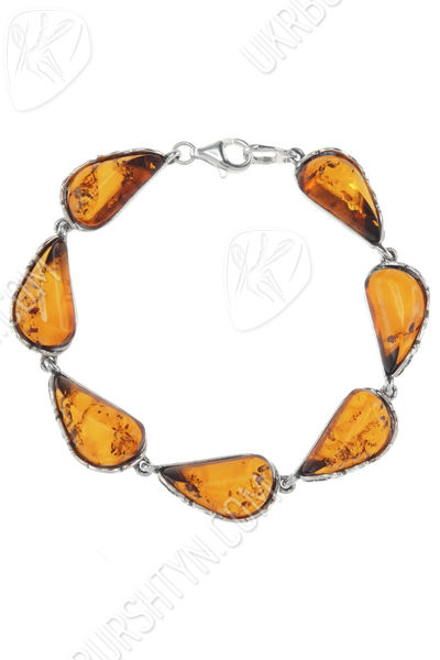 Серебряный браслет с камнями янтаря «Амелия»