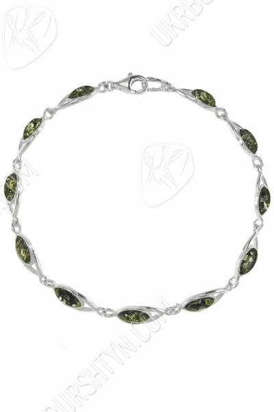 Браслет з бурштину в сріблі «Емелі»