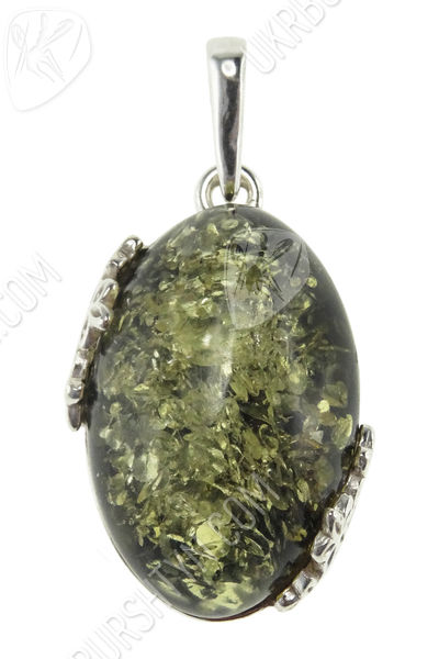 Серебряный кулон с янтарем «Камея»