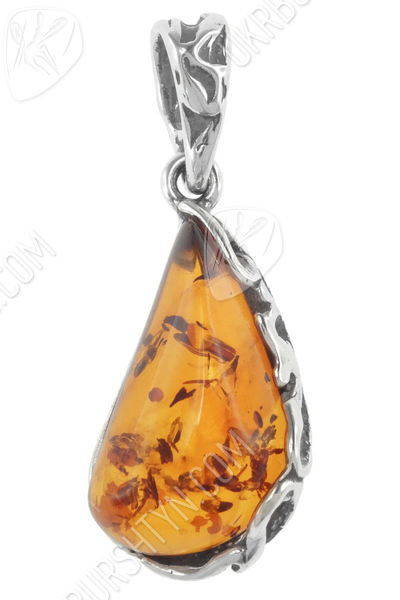 Срібний кулон з каменем бурштину «Амелія»