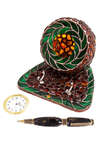 Годинник і ручка з бурштинової мозаїки