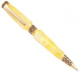 Шариковая ручка из светлого янтаря с граненой поверхностью