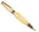 Светлая янтарная шариковая ручка с фурнитурой «Листья»