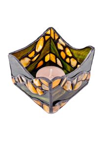 Подсвечник из янтаря и витражного стекла