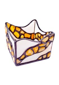 Подсвечник из янтаря и витражного стекла