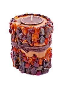 Подсвечник, инкрустированный янтарем