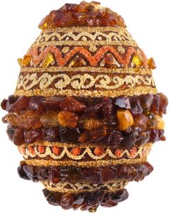 Сувенир «Писанка» инкрустированная янтарем